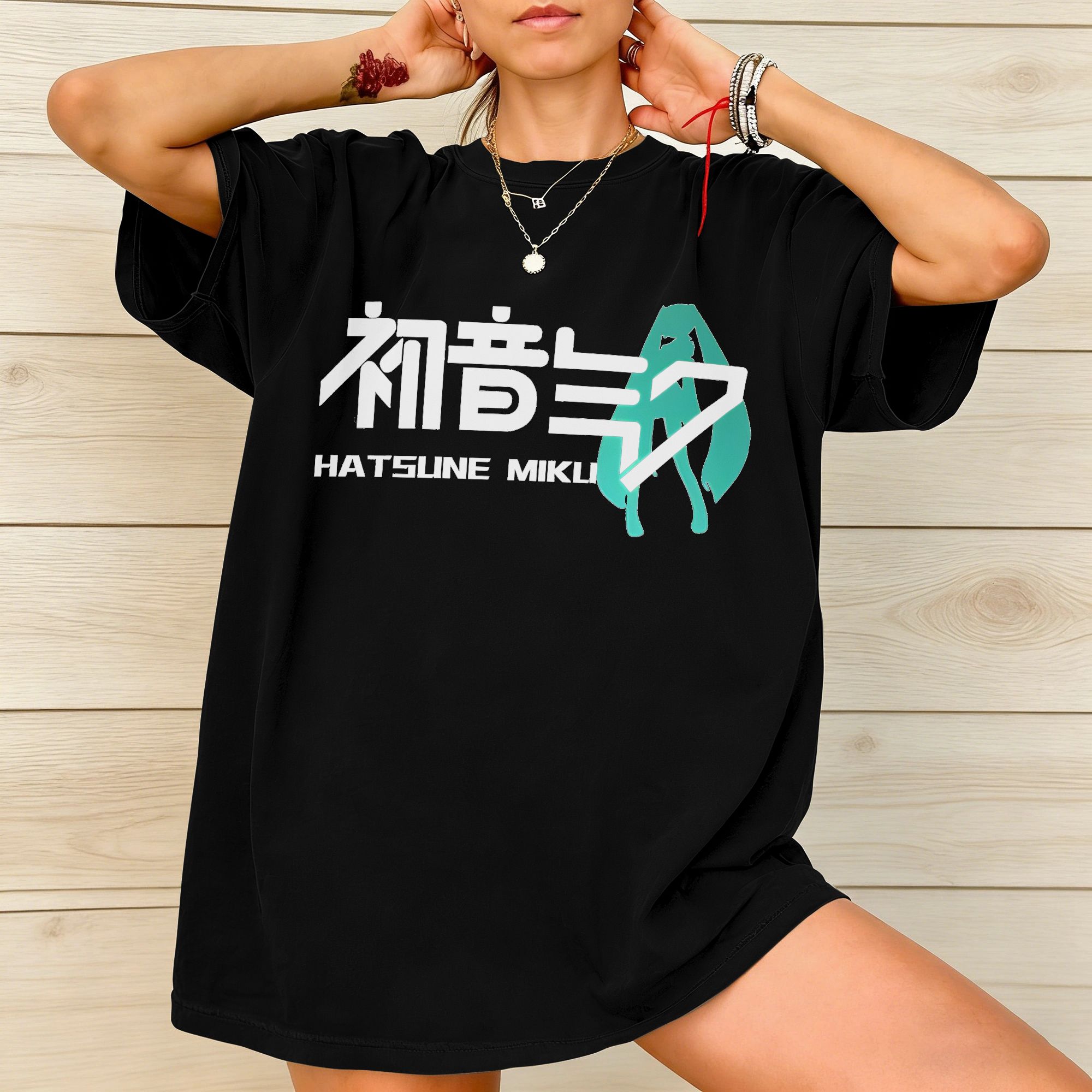 Summer Clothing H&M - Koszulka Miku Virtual Idol Japońskie Anime