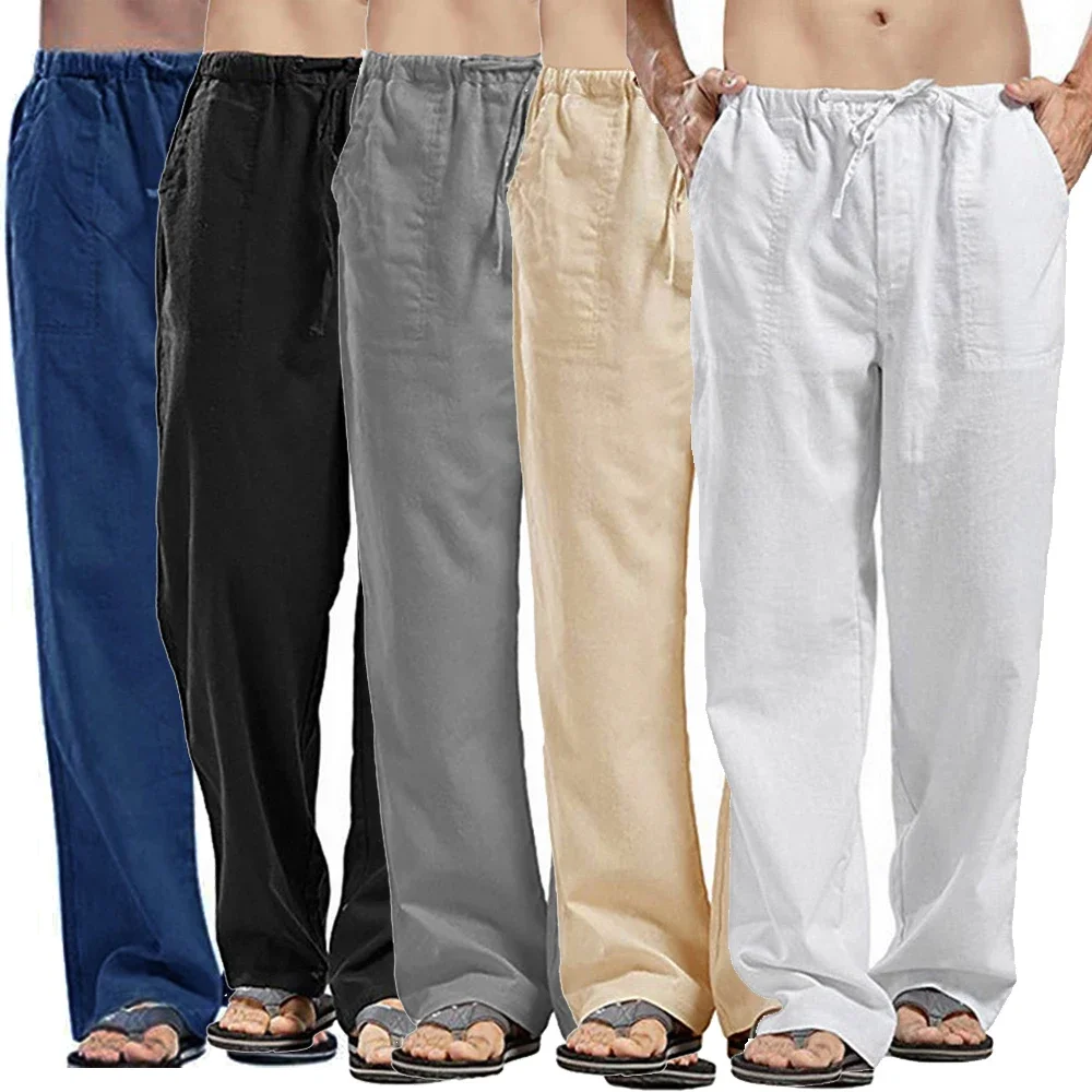 Summer Clothing Men Linen - Codzienne męskie spodnie bawełniana lniane spodnie
