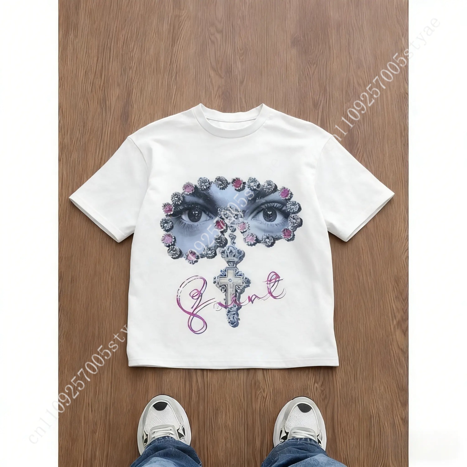 Summer Quilt - Męska koszulka z grafiką o luźnym