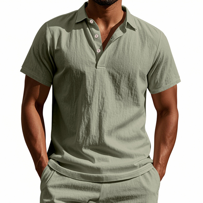 Summer Clothing Men Linen - Wysokiej jakości koszulka POLO z krótkim