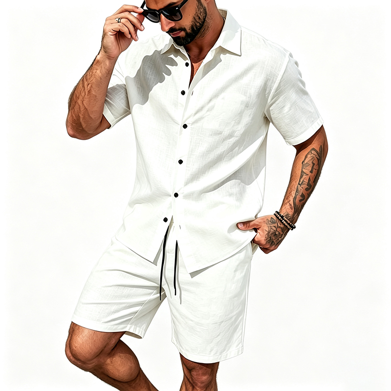 Męski lniany dwuczęściowy zest – Summer Clothing Men Linen recenzja i cena