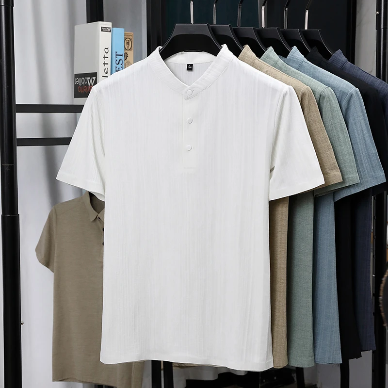 Męskie koszule z krótkim rękaw – Summer Clothing Men Linen recenzja i cena