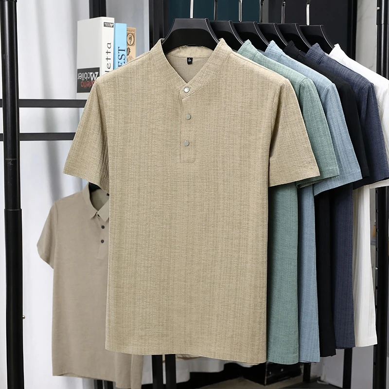 Męskie koszule z krótkim rękaw – Summer Clothing Men Linen recenzja i cena