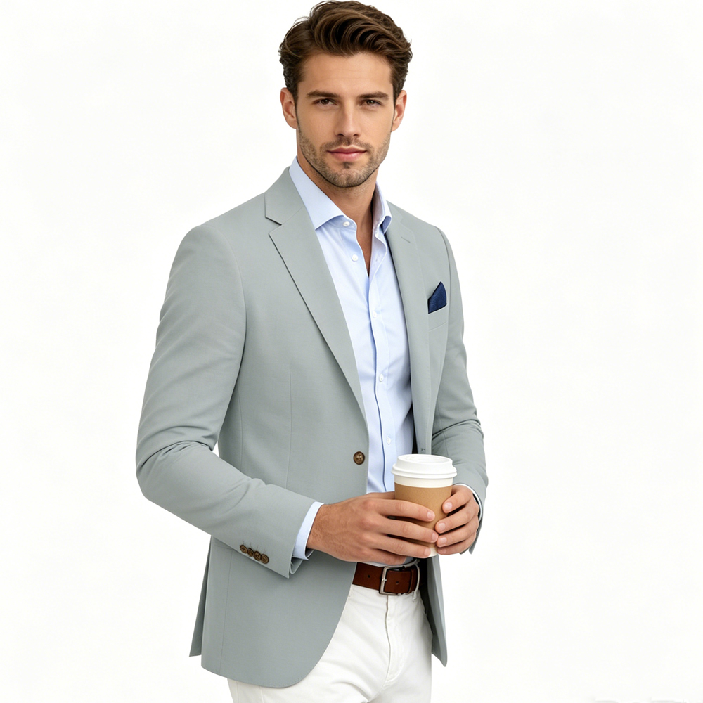 Męska marynarka z mieszanki ln – Summer Clothing Men Linen recenzja i cena