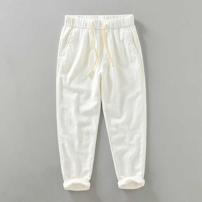 Męskie spodnie z ramii i baweł – Summer Clothing Men Linen recenzja i cena