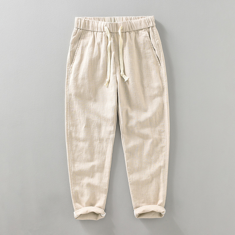 Męskie spodnie z ramii i baweł – Summer Clothing Men Linen recenzja i cena