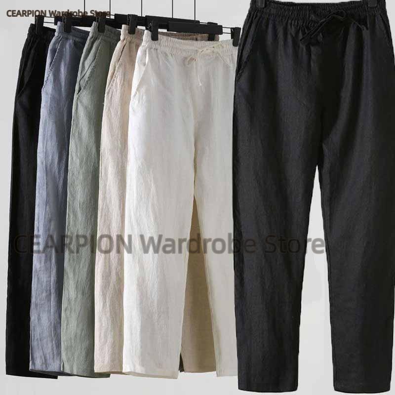 Letnie spodnie w stylu chiński – Summer Clothing Men Linen recenzja i cena