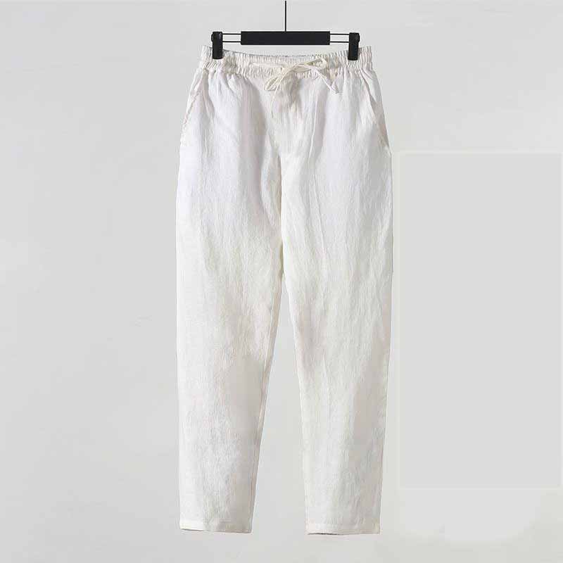 Letnie spodnie w stylu chiński – Summer Clothing Men Linen recenzja i cena