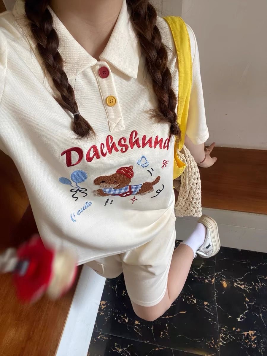 Kawaii Haft Pies Japoński Styl – Summer Clothing Cartoon recenzja i cena