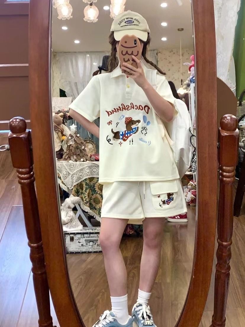 Kawaii Haft Pies Japoński Styl – Summer Clothing Cartoon recenzja i cena