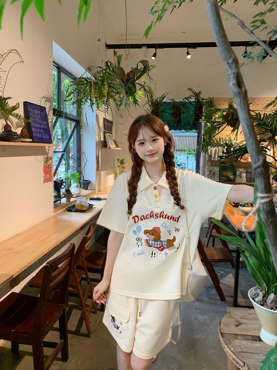 Kawaii Haft Pies Japoński Styl – Summer Clothing Cartoon recenzja i cena