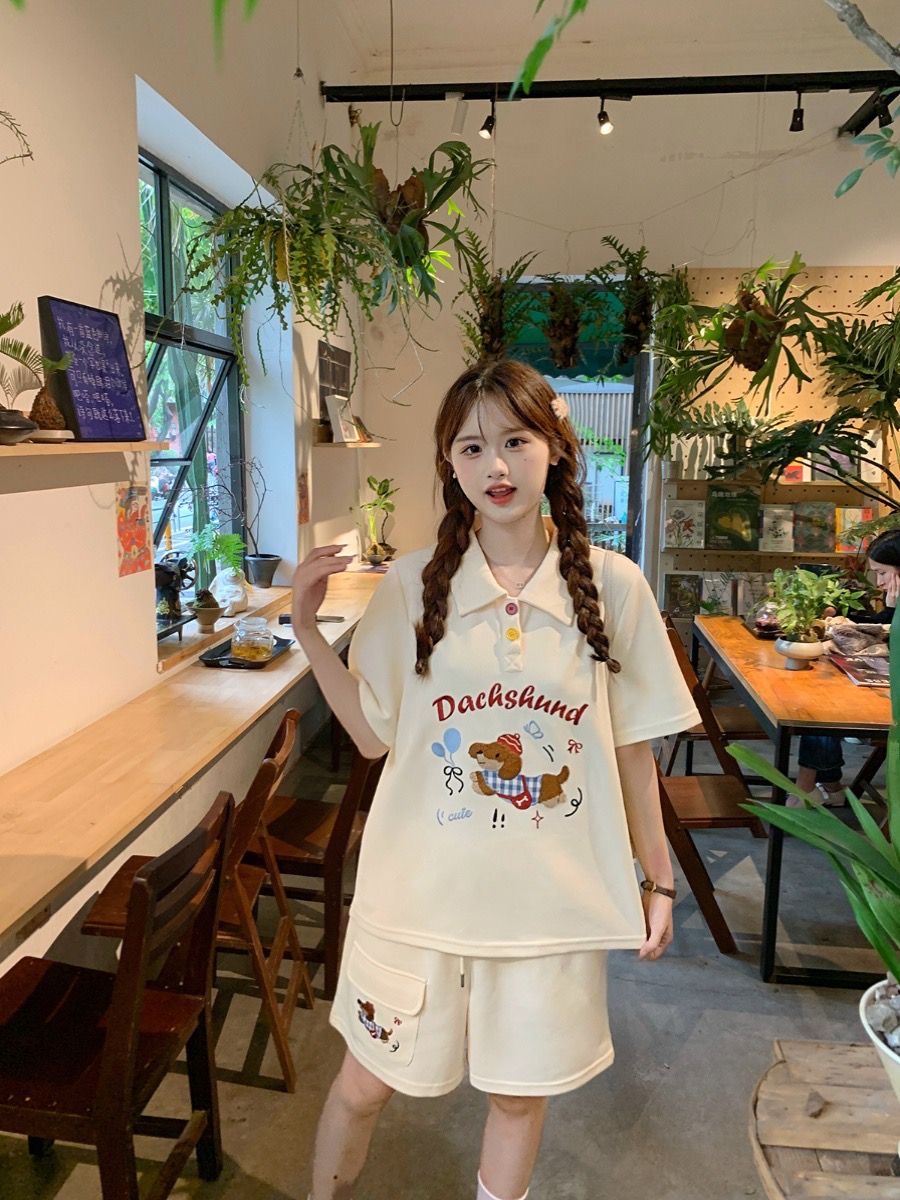 Kawaii Haft Pies Japoński Styl – Summer Clothing Cartoon recenzja i cena